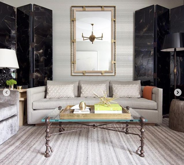 photo of Thom Filicia's New York City showroom featuring a coffee table sourced by Heather Karlie Vieira of HKFA