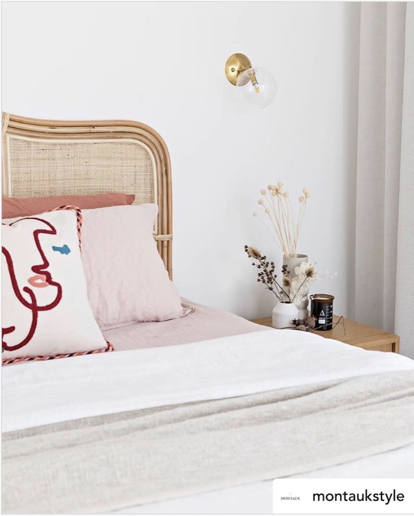 instagram photo of a bedroom featuring linens by montauk style