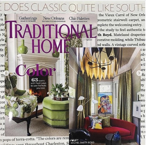 photo of the cover of traditional home magazine featuring the work of michel smith boyd in the southern style now showhouse in new orleans